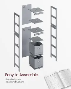 VASAGLE Bathroom Tall Cabinet, Freestanding Bathroom Storage Cabinet, Narrow Storage Unit, with Drawers, 3 Open Shelves, Dove Gray