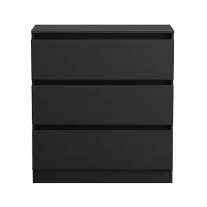 SunDaze Chest of Drawers Storage Bedroom Furniture Cabinet 3 Drawer Black 70x40x77cm