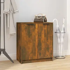 Berkfield Shoe Cabinet Smoked Oak 59x35x70 cm Engineered Wood