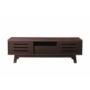 Essentials TV Cabinet with Sliding Slatted Door and Shelf in Wenge Wood Effect