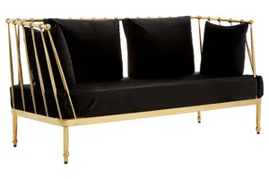 Novo 2 Seat Gold Finish Tapered Arms Sofa