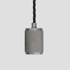 Industville Knurled Edison Pendant Light, 1 Wire, Pewter