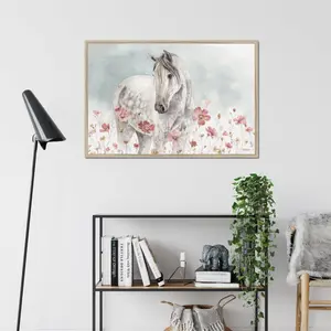 Wild Horses I by Lisa Audit - Painting Natural Wood Framed Paper Print / 65cm H x 95cm W x 2.3cm D