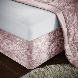 Catherine Lansfield Bedroom Crushed Velvet Divan Base Wrap Blush Pink