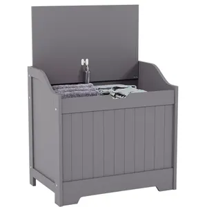 Milano Wood Cabinet Laundry Hamper Grey