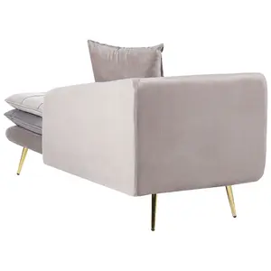 Left Hand Velvet Chaise Lounge Beige and Grey GONESSE