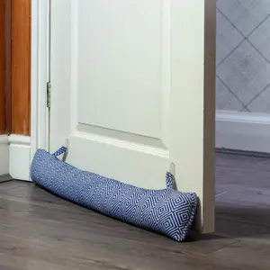 Nicola Spring - Chevron Draught Excluder - 80cm Blue