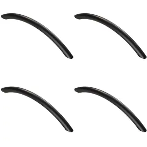 4 PACK - Curved Bow Cabinet Pull Handle 190 x 10mm 160mm Fixing Centres Matt Black