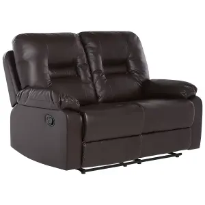 2 Seater Faux Leather Manual Recliner Sofa Brown BERGEN