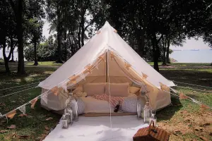 Latourreg Luxury Cotton Canvas Bell Tent for Family Camping Outdoor Glamping Retreat Yurt Diameter 4M Available