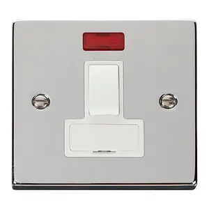 Polished Chrome 13A Fused Connection Unit Switched With Neon - White Trim - SE Home