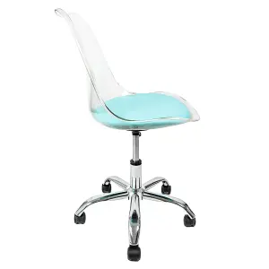 Soho Clear Plastic Dining Chair with Swivel Base Aqua