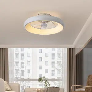 White Ceiling Fan with Lights Dimmable LED Reversible 3 Blades 6 Speed with Remote Control