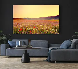 Sunny Field Of Beautiful Wild Flowers Canvas Print Wall Art - Medium 20 x 32 Inches