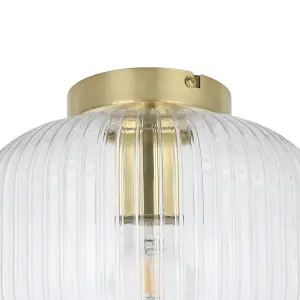 GoodHome Satin Glass & metal Brass effect Ceiling light