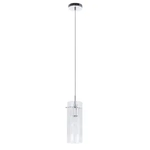 Luminosa Modern Hanging Pendant Chrome 1 Light  with Clear Shade, E27