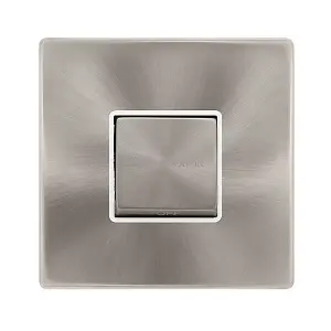 Brushed Steel Screwless Plate 10A 1 Gang Ingot 3 Pole Fan Isolation Switch - White Trim - SE Home