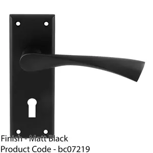 PAIR Angular Lever On Lock Backplate Door Handle 150 x 50mm Matt Black