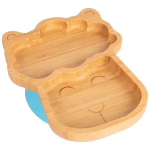 Tiny Dining - Children's Bamboo Suction Llama Plate - Blue