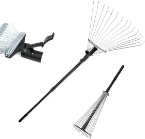 AAMEN Garden Telescopic Adjustable Leaf Rake Artificial Grass Soil Rake