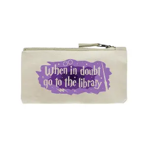 Grindstore When In Doubt Go To The Library Pencil Case Cream/Purple (One Size)