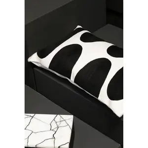 Interiors by Premier Monochrome Geometric Rectangular Cushion, Colourful Patterned Cushion for Living Room, Large Cushion Sofa