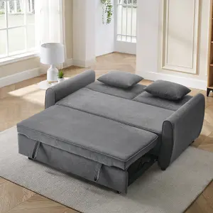 Convertible Sofa Bed with 2 Pillows in Dark Grey Suitable for Small Apartment