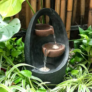 Outdoor Rockery garden Egg Shape fountain water feature Electric with Light H 48 cm