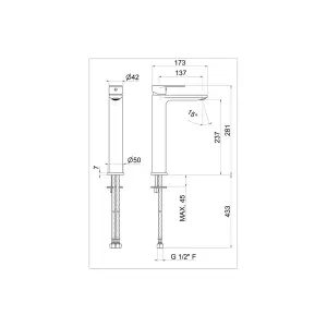 Fonthill Tall Matt Black Worktop Mono mixer Tap