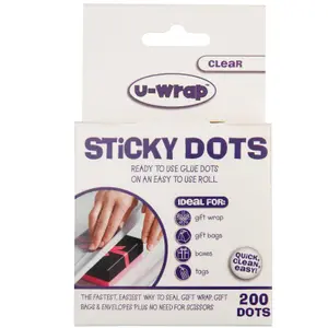 U-Wrap Sticky Dots Extra Strength Permanent 10mm On A Roll Pack of 200