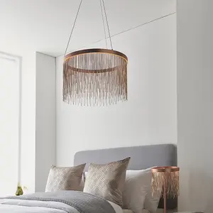 Luminosa Zelma LED Pendant Light Fine Copper Chain Waterfall Effect Brushed Copper, Warm White