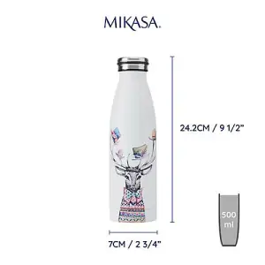 Mikasa Tipperleyhill Stag Double-Walled 500ml Stainless Steel Water Bottle