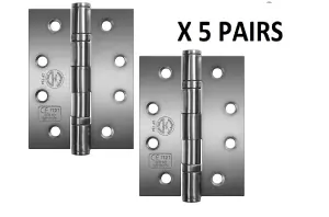 PERRY SATIN 100mm Stainless Steel Fire Door Hinges - Grade 11 CE Marked