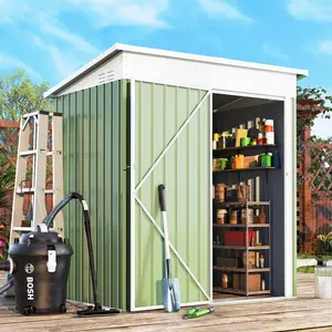 5 Ft. W x 3 Ft. D Metal Lean-To Garden Shed Green