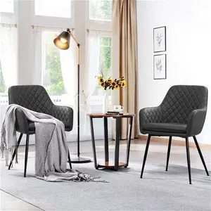 Upholstered Dining Chair (Set Of 2) Yaheetech Upholstery Colour: Dark Grey