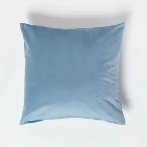 Homescapes Blue Velvet Cushion, 45 x 45 cm