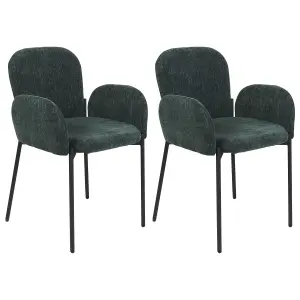 Set of 2 Dining Chairs ALBEE Dark Green