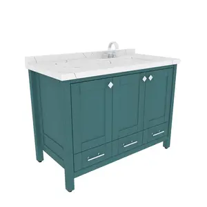 Kardelen 1200 mm Freestanding Single Bathroom Vanity with One Tap Hole Marble Basin Turquoise