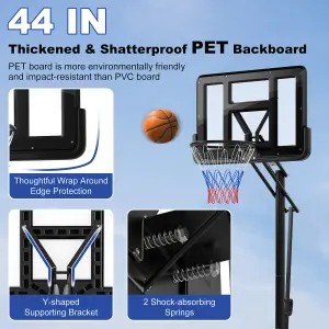 Costway 308 to 368cm Basketball Hoop Set w/Wheels & Free Secure Bag Indoor Outdoor