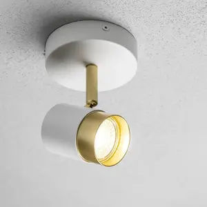 CGC ORIO White and Brushed Gold Single GU10  Adjustable Ceiling Spot Light