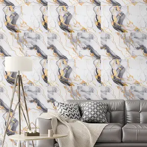 10 Pcs/Pack Marble Finish Wall Panels - Peel and Stick Waterproof Stickers for Living Rooms & Bathrooms