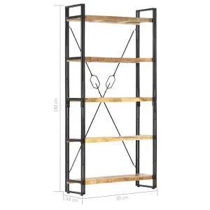 Berkfield 5-Tier Bookcase 90x30x180 cm Solid Mango Wood