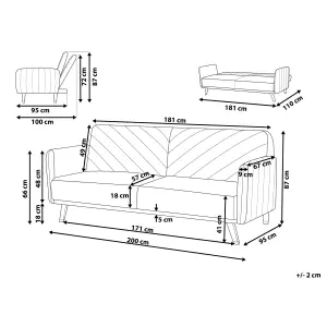 Beliani Glam Sofa Bed SENJA Grey Velvet