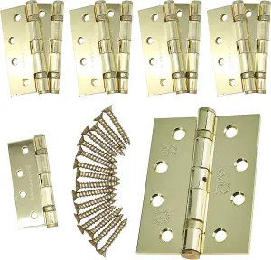 EAI - 4" Door Hinges & Screws G11 FD30/60 - 102x76x2.7mm Square - PVD Brass Pack of 5 Pairs