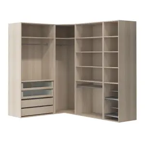 GoodHome Atomia Freestanding Oak effect Chipboard Wardrobe, clothing & shoes organiser (H)2250mm (W)3800mm (D)580mm