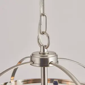 Anson Lighting Powell 4lt Pendant light finished in Satin nickel plate and clear glass