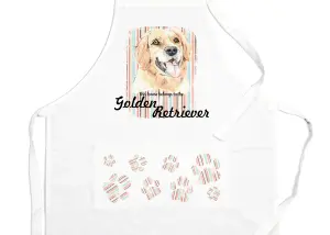 Purely Home Golden Retriever Apron - Novelty Kitchen Gift for Dog Lovers