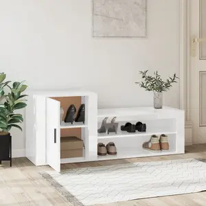 Berkfield Shoe Cabinet High Gloss White 130x35x54 cm Engineered Wood