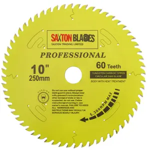 Saxton TCT25060TPRO Professional Range TCT Circular Blade 250mm x 60 Teeth x 30mm Bore, 16, 20, 25mm Reduction Ring