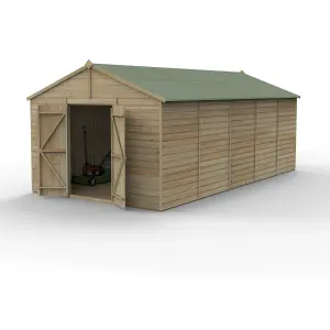 Forest Garden Beckwood 20x10 ft Apex Natural timber Wooden 2 door Shed with floor (Base included)